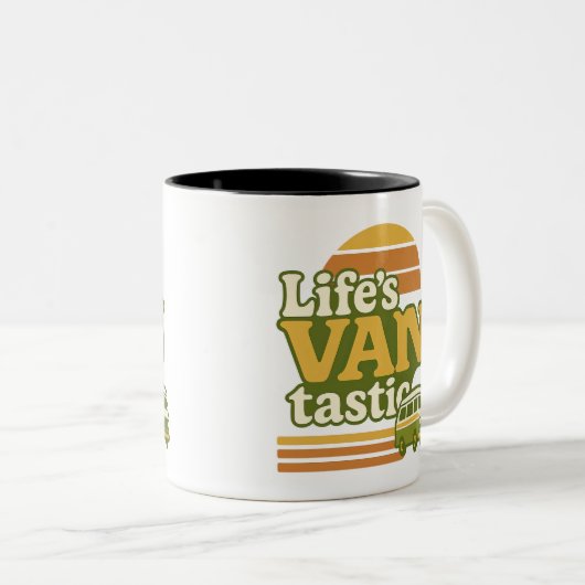 Der VANtastic Retro 70er Van Graphic von Life Zweifarbige Tasse (VorderseiteRechts)