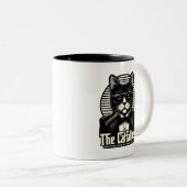 Der Vater: Don Purr-leone von Feline Mafia Zweifarbige Tasse (VorderseiteRechts)