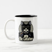 Der Vater: Don Purr-leone von Feline Mafia Zweifarbige Tasse (Links)