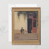 Der Vater und Sohn des Künstlers vor der Tür Postkarte (Vorne/Hinten)