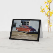 Der Vatertag antikes Auto- Karte (Gelbe Blume)