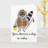 Der Vatertags-Karte Waschbär-Fischer- Karte (Gelbe Blume)