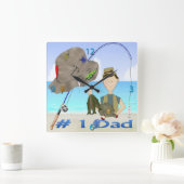 Der Vatertags-Wanduhr Fischen- Quadratische Wanduhr (Zuhause)