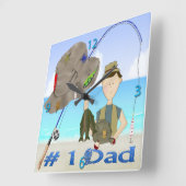 Der Vatertags-Wanduhr Fischen- Quadratische Wanduhr (Winkel)