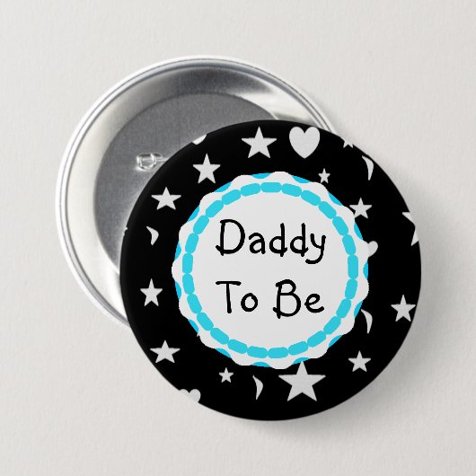 Der Vati, zum Sterne, Monde und Herz zu sein Button (Vorne & Hinten)