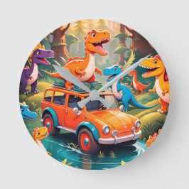 Der Velociraptors-Familienurlaub  Runde Wanduhr