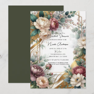 Der vergoldete geheime Garten Floral Glam Brautpar Einladung