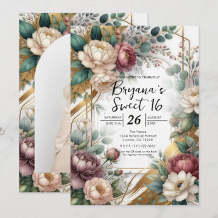 Der vergoldete geheime Garten Floral Glam Sweet 16 Einladung
