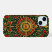 Der vergoldete Weihnachtskompass iPhone 15 Hülle (Rückseite (Horizontal))