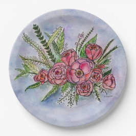 Der Verkäufer von Rose auf einer Papierplatte Pappteller