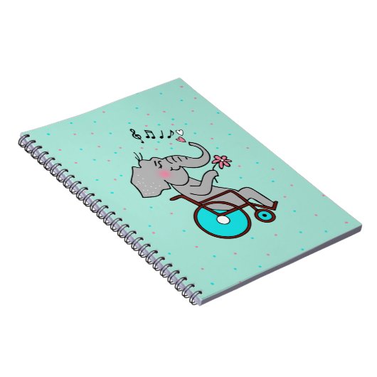 Der verliebte Elefant im Rollstuhl Notizblock (Rechte Seite)