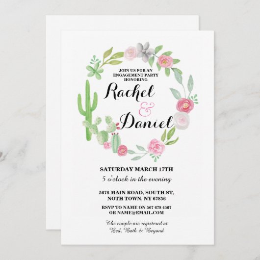 Der Verlobungs-Kaktus-Fiesta-Kaktus-Paare laden Einladung (Vorne/Hinten)