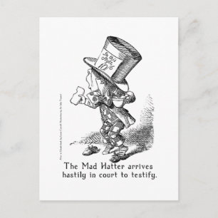 Der verrückte Hatter kommt hastig bei Gericht an v Postkarte