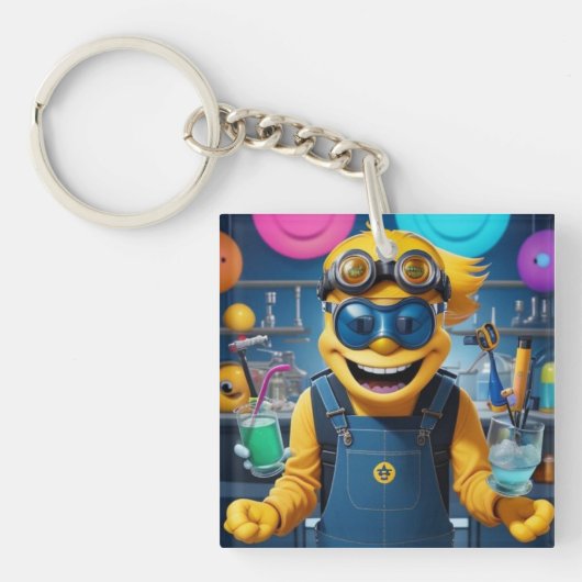 „Der verrückte Laborheld – Spaß im Reagenzglas!“ Schlüsselanhänger (Vorderseite)