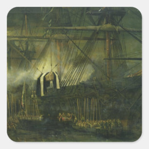 Der Versand von Napoleons Asche an Bord Quadratischer Aufkleber