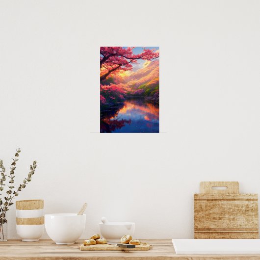 Der versteckte See, eingebettet in die majestätisc Poster (Küche)