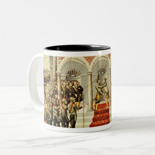 Der Vertrag von Cateau-Cambresis Zweifarbige Tasse (Vorderseite Links)