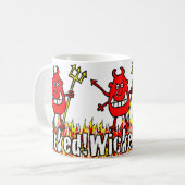 Der verwackelte Teufel mit dem Trident in den Flam Kaffeetasse (Vorderseite Links)