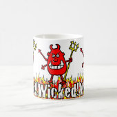 Der verwackelte Teufel mit dem Trident in den Flam Kaffeetasse (Mittel)