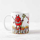 Der verwackelte Teufel mit dem Trident in den Flam Kaffeetasse (Links)
