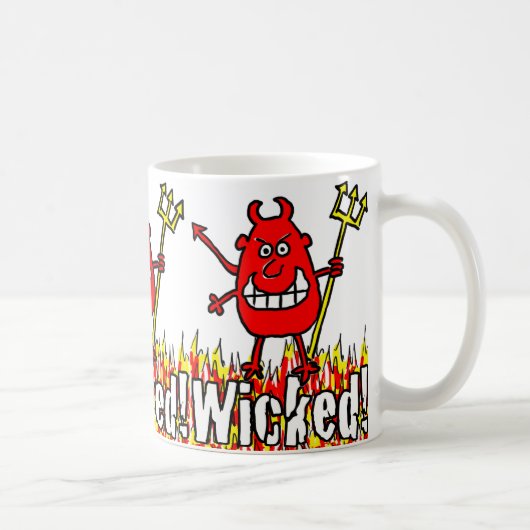 Der verwackelte Teufel mit dem Trident in den Flam Kaffeetasse (Rechts)