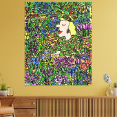 Der verwunderte Florist. Darstellung auf Leinwanddruck (Insitu (Wohnzimmer))