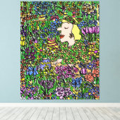 Der verwunderte Florist. Darstellung auf Leinwanddruck (Insitu (Holzboden))