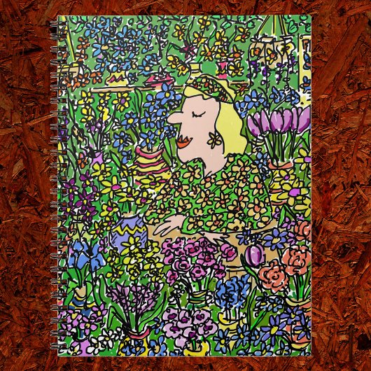 Der verwunderte Florist. Darstellung auf Notizblock