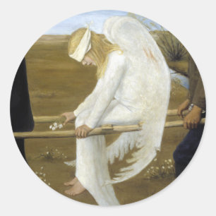 Der verwundete Engel (Detail) Runder Aufkleber