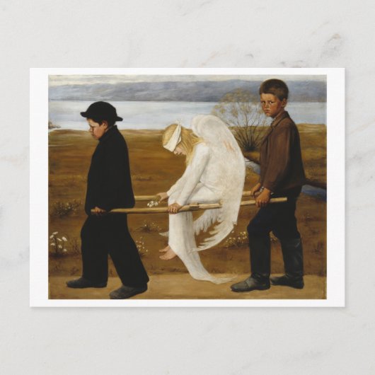 Der verwundete Engel, Simberg Postkarte (Vorderseite)