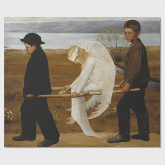 Der verwundete Engel (von Hugo Simberg) Geschenkpapier (Flach)