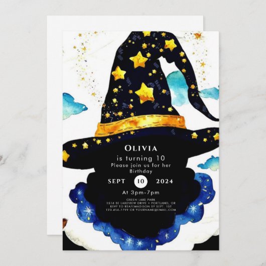 Der verzauberte Einfache Kinderzauberer zum Geburt Einladung (Vorne/Hinten)