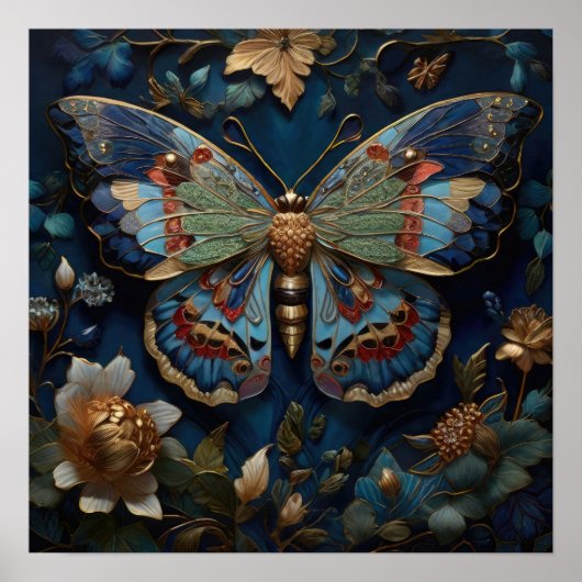 Der verzauberte Flutter - digitale Schmetterlingsk Poster (Vorne)