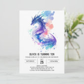 Der verzauberte Geburtstag des Feueratmungsdrachen Einladung (Stehend Vorderseite)