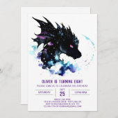 Der verzauberte Geburtstag des Wasserfarbendrachen Einladung (Vorne/Hinten)