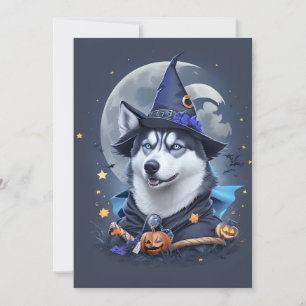 Der verzauberte Husky-Hund: Magische Halloween-Fre Dankeskarte