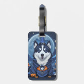 Der verzauberte Husky-Hund: Magische Halloween-Fre Gepäckanhänger (Rückseite vertikal)