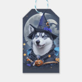 Der verzauberte Husky-Hund: Magische Halloween-Fre Geschenkanhänger (Vorderseite)