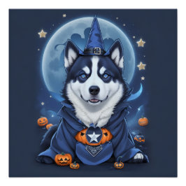Der verzauberte Husky-Hund: Magische Halloween-Fre Poster