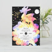 Der verzauberte Kinderdrache zum Geburtstag Einladung (Stehend Vorderseite)