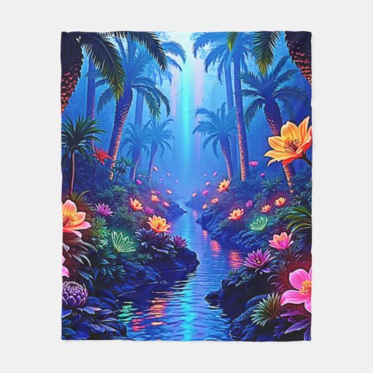 Der verzauberte lebendige Fluss Forest Dream Fleecedecke (Vorderseite)