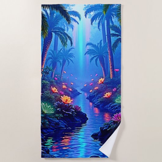 Der verzauberte lebendige Fluss Forest Dream Strandtuch (Vorderseite)