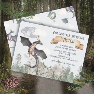 Der verzauberte Märchenwalddrache zum Geburtstag Einladung