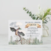 Der verzauberte Märchenwalddrache zum Geburtstag Einladung (Stehend Vorderseite)