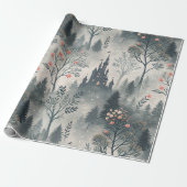 Der verzauberte Misty Forest mit dunklem Schloss - Geschenkpapier (Ungerollt)