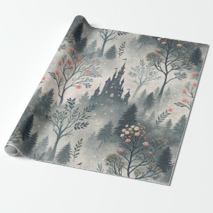 Der verzauberte Misty Forest mit dunklem Schloss - Geschenkpapier