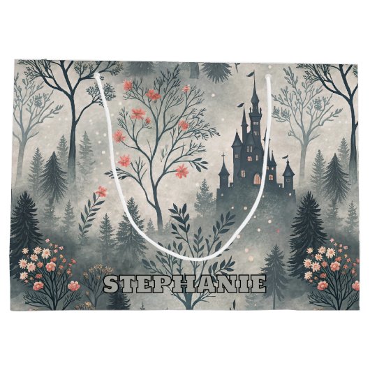 Der verzauberte Misty Forest mit dunklem Schloss - Große Geschenktüte (Rückseite)
