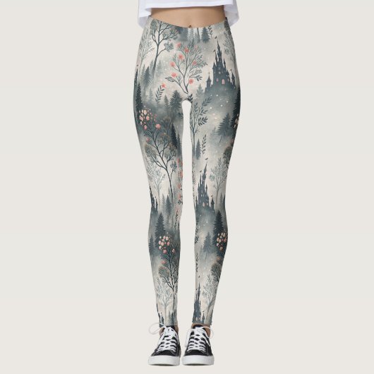 Der verzauberte Misty Forest mit dunklem Schloss - Leggings (Vorderseite)