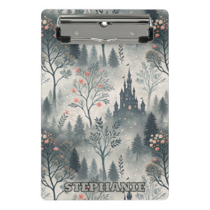 Der verzauberte Misty Forest mit dunklem Schloss - Mini Klemmbrett