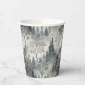Der verzauberte Misty Forest mit dunklem Schloss - Pappbecher (Links)